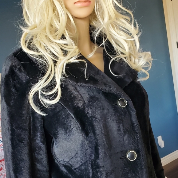 BETTY ROSE VINTAGE BLACK FAUX FUR COAT SZ S/M - Picture 15 of 15